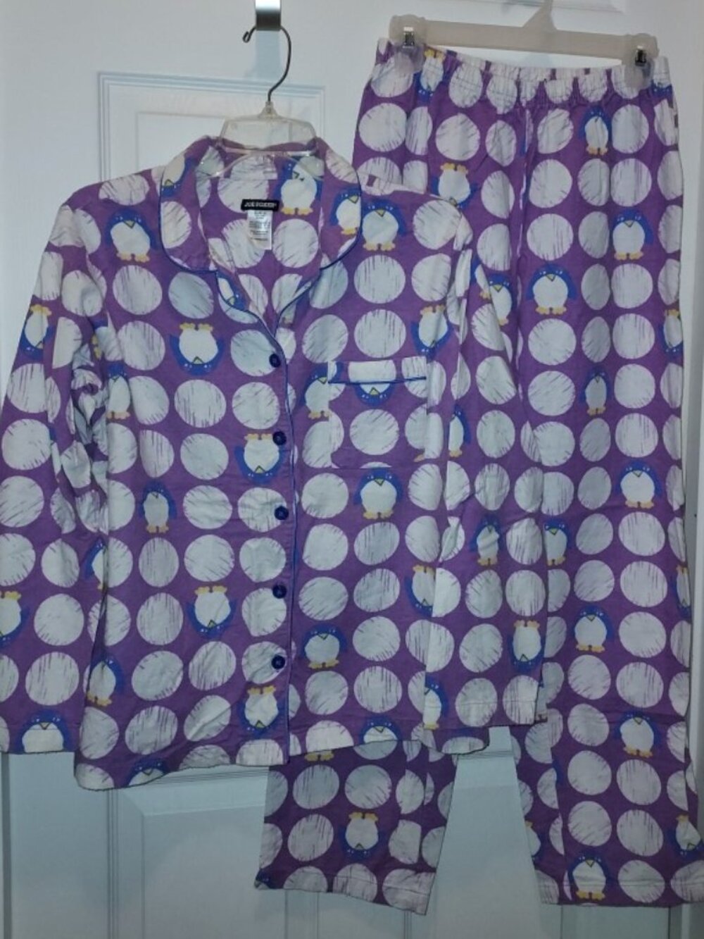 JOE BOXER FLANNEL PENGUIN PAJAMAS 🐧💜 2 piece pc Jammies Ladies M